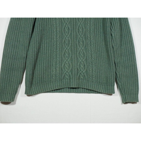 Lands' End Green Cable Knit Sweater - Picture 4 of 10
